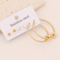 Stainless Steel Stud Earring, 304 Stainless Steel, gold color plated & for woman & with rhinestone 