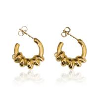 Boucles d'oreilles en acier titane, Placage de couleur d'or, bijoux de mode & pour femme Vendu par paire