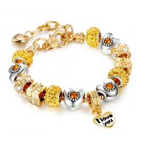 Fashion Zinc Alloy Bracelets, Brass, with Crystal & Zinc Alloy, plated, fashion jewelry & for woman, two different colored 