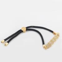 Brass Bracelets, with Nylon Cord, high quality gold color plated, Length Adjustable & fashion jewelry & micro pave cubic zirconia Approx 12.1 cm 