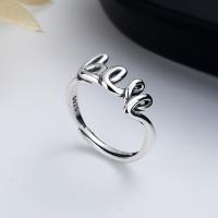 Bague en argent , Argent sterling 925, Lettre d’alphabet, Finition antique, bijoux de mode & pour femme, 10mm, Vendu par PC