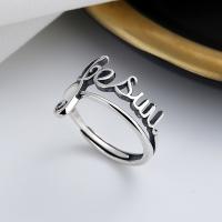 Bague en argent , Argent sterling 925, Lettre d’alphabet, Finition antique, bijoux de mode & pour femme, 15mm, Vendu par PC