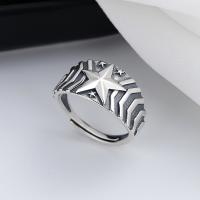 Sterling Silver Finger Ring, 925 Sterling Silver, Antique finish, fashion jewelry & for woman, 11mm 