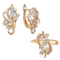 Cubic Zirconia Micro Pave Brass Jewelry Sets  & micro pave cubic zirconia & for woman 