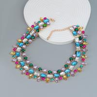 Collar Multi de la capa, aleación de zinc, con 8.2CM extender cadena, Joyería & para mujer & con diamantes de imitación, más colores para la opción, longitud:aproximado 43 cm, Vendido por UD