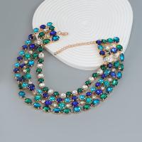 Collar Multi de la capa, aleación de zinc, con 8.2 extender cadena, Joyería & para mujer & con diamantes de imitación, más colores para la opción, longitud:aproximado 39.5 cm, Vendido por UD