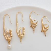 Brass Earring Drop Component, real gold plated, for woman, golden 