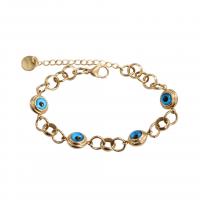 Evil Eye Schmuck Armband, Titanstahl, mit Glas, mit Verlängerungskettchen von 2inch, blöser Blick, vergoldet, Modeschmuck & unisex, Länge:ca. 6.3 ZollInch, verkauft von PC