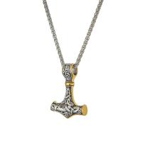 Edelstahl Schmuck Halskette, 316 L Edelstahl, Thors Hammer, Vakuum-Ionen-Beschichtung, Modeschmuck & poliert & unisex, keine, Länge:60 cm, verkauft von PC