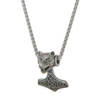 Stainless Steel Jewelry Necklace, 316L Stainless Steel, Wolf, polished, fashion jewelry & Unisex & blacken, silver color cm 