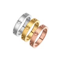 Anillo de dedo de acero Titanium de, Partículas de acero, Donut, Recubrimiento iónico al vacío, Joyería & pulido & diverso tamaño para la opción & para mujer & con circonia cúbica, más colores para la opción, Vendido por UD