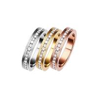 Anillo de dedo de acero Titanium de, Partículas de acero, Recubrimiento iónico al vacío, Joyería & pulido & diverso tamaño para la opción & micro arcilla de zirconia cúbica & para mujer, más colores para la opción, Vendido por UD