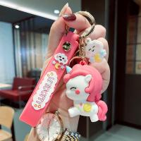 Plastic Key Chain, Soft PVC, with Zinc Alloy, Unicorn, cute & multifunctional & Unisex 