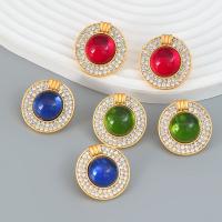 Zinc Alloy Rhinestone Stud Earring, with acrylic rhinestone & Resin, fashion jewelry & for woman 