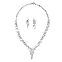 Zircon Micro Pave alliage de zinc cubes Parures, boucle d'oreille & collier, Placage de couleur platine, pavé de micro zircon & pour femme, 3.5cm cm, Vendu par fixé