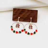 Pendientes de Navidad, aleación de zinc, chapado, Diseño de Navidad & Joyería & diferentes estilos para la opción & para mujer, 30x45mm, Vendido por Par