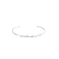 Argent sterling 925 bracelet manchette, Placage de couleur argentée, réglable & pour femme, 51mm, Diamètre inté Environ 47.5mm, Vendu par PC