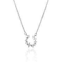 Zircon cubique Micro Pave collier en argent sterling, Argent sterling 925, avec 2inch chaînes de rallonge, Plaqué de platine, chaîne ovale & pavé de micro zircon & pour femme Environ 15.7 pouce, Vendu par PC