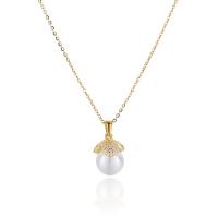 Zircon cubique Micro Pave collier en argent sterling, Argent sterling 925, avec Shell Pearl, avec 1.2inch chaînes de rallonge, Placage, chaîne ovale & pavé de micro zircon & pour femme, plus de couleurs à choisir Environ 15.4 pouce, Vendu par PC