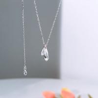 Zircon cubique Micro Pave collier en argent sterling, Argent sterling 925, avec 2inch chaînes de rallonge, larme, Plaqué de platine, Chaîne transversale & pavé de micro zircon & pour femme Environ 15.7 pouce, Vendu par PC