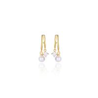 Silver Earring Zircon pavent Sterling, Argent sterling 925, avec Shell Pearl, Placage, bijoux de mode & pavé de micro zircon & pour femme, plus de couleurs à choisir, 24.5mm, 6mm, Vendu par paire