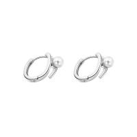 Boucle d'oreille goutte argent sterling, Argent sterling 925, avec Shell Pearl, Plaqué de platine, normes différentes pour le choix & pour femme, Vendu par paire