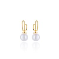 Silver Earring Zircon pavent Sterling, argent sterling 925, avec Shell Pearl, Placage, pavé de micro zircon & pour femme, plus de couleurs à choisir, 22.5mm, 8-8.5mm, Vendu par paire