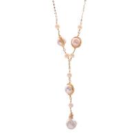 Collier de chaîne en laiton de perles d'eau douce, avec perle d'eau douce cultivée, avec 4.5cm chaînes de rallonge, Placage de couleur d'or, bijoux de mode & pour femme, deux couleurs différentes cm, Vendu par PC