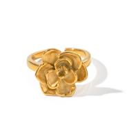 Edelstahl Fingerring, 304 Edelstahl, Blume, 18K vergoldet, Modeschmuck & für Frau, goldfarben, 15.2mm, verkauft von PC