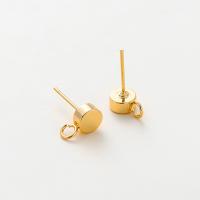 Brass Earring Stud Component, real gold plated, DIY Approx 2.5mm 