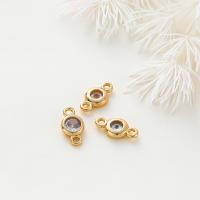 Brass Connector, with Cubic Zirconia, 18K gold plated, DIY Approx 1.3mm 