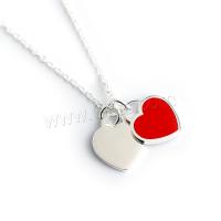 argent sterling 925 collier, coeur, goutté d'époxy, pour femme, rouge, Vendu par brin