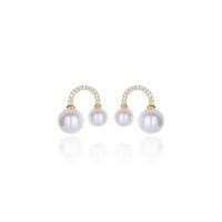 Silver Earring Zircon pavent Sterling, Argent sterling 925, avec Shell Pearl, Placage, pavé de micro zircon & pour femme, plus de couleurs à choisir Vendu par paire