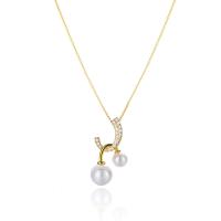 Zircon cubique Micro Pave collier en argent sterling, Argent sterling 925, avec Shell Pearl, avec 2inch chaînes de rallonge, Placage, chaîne de boîte & pavé de micro zircon & pour femme, plus de couleurs à choisir Environ 15.7 pouce, Vendu par PC