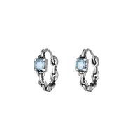 Silver Earring Zircon pavent Sterling, Argent sterling 925, Plaqué de couleur d'argent, bijoux de mode & pavé de micro zircon & pour femme Vendu par paire