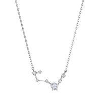 Zircon cubique Micro Pave collier en argent sterling, Argent sterling 925, avec 2inch chaînes de rallonge, Plaqué de platine, Chaîne transversale & pavé de micro zircon & pour femme Environ 15.7 pouce, Vendu par PC