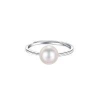 Anillo de Plata Ley, Plata de ley 925, con Shell Pearl, chapado en color de plata, ajustable & para mujer, 8mm, Vendido por UD