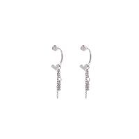 Boucle d'oreille goutte argent sterling, Argent sterling 925, coeur, Placage de couleur argentée, bijoux de mode & pour femme, 28mm Vendu par paire