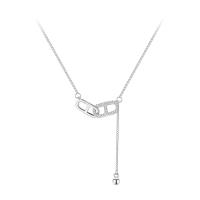 Zircon cubique Micro Pave collier en argent sterling, Argent sterling 925, avec 2inch chaînes de rallonge, Plaqué de platine, pavé de micro zircon & pour femme & creux Environ 15.7 pouce, Vendu par PC