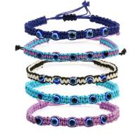 Evil Eye Jewelry Bracelet, Wax Cord, with Plastic, Adjustable & fashion jewelry & Unisex Approx 18-28 cm 