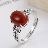 Anillo de Plata Ley, Plata de ley 925, con Yunnan Red Agate, Acabado antiguo, Joyería & para mujer, 10mm, Vendido por UD