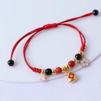 Fashion Zinc Alloy Bracelets, with Porcelain & Wax Cord, handmade, Length Adjustable & fashion jewelry & Unisex Approx 13-23 cm 