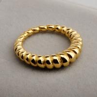 Partículas de acero anillo, 18K chapado en oro, Joyería & diverso tamaño para la opción & para mujer, dorado, Vendido por UD