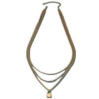 Collar Multi de la capa, aleación de zinc, con 7CM extender cadena, Cierradura, chapado en color dorado, tres capas & Joyería & para hombre, longitud:aproximado 58 cm, Vendido por UD