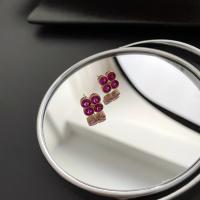 Befestiger Zirkonia Messing Ohrring, goldfarben plattiert, Modeschmuck & Micro pave Zirkonia & für Frau, violett, 9.4x9.4mm, verkauft von Paar