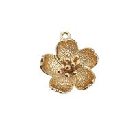 Pendentifs en laiton de fleur, plaqué de couleur d'or KC, DIY, 14mm, Vendu par PC