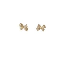 Silver Earring Zircon pavent Sterling, Argent sterling 925, Noeud papillon, Placage de couleur d'or, bijoux de mode & pavé de micro zircon & pour femme Vendu par PC