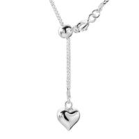 Sterling Silver Jewelry Necklace, 925 Sterling Silver, Heart, silver color plated, chopin chain & fashion jewelry & for woman Approx 23.6 Inch 