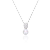 Zircon cubique Micro Pave collier en argent sterling, argent sterling 925, avec Shell Pearl, avec 2inch chaînes de rallonge, Placage, Chaîne transversale & pavé de micro zircon & pour femme, plus de couleurs à choisir, 10mm Environ 15.7 pouce, Vendu par PC