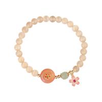 Gemstone Bracelets, Cats Eye, with Agate & Zinc Alloy, Flower, plated, fashion jewelry & for woman  Inner Approx 58mm 